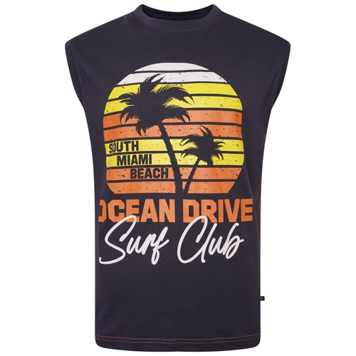 KAM Miami Beach Sleeveless T-Shirt Indigo 